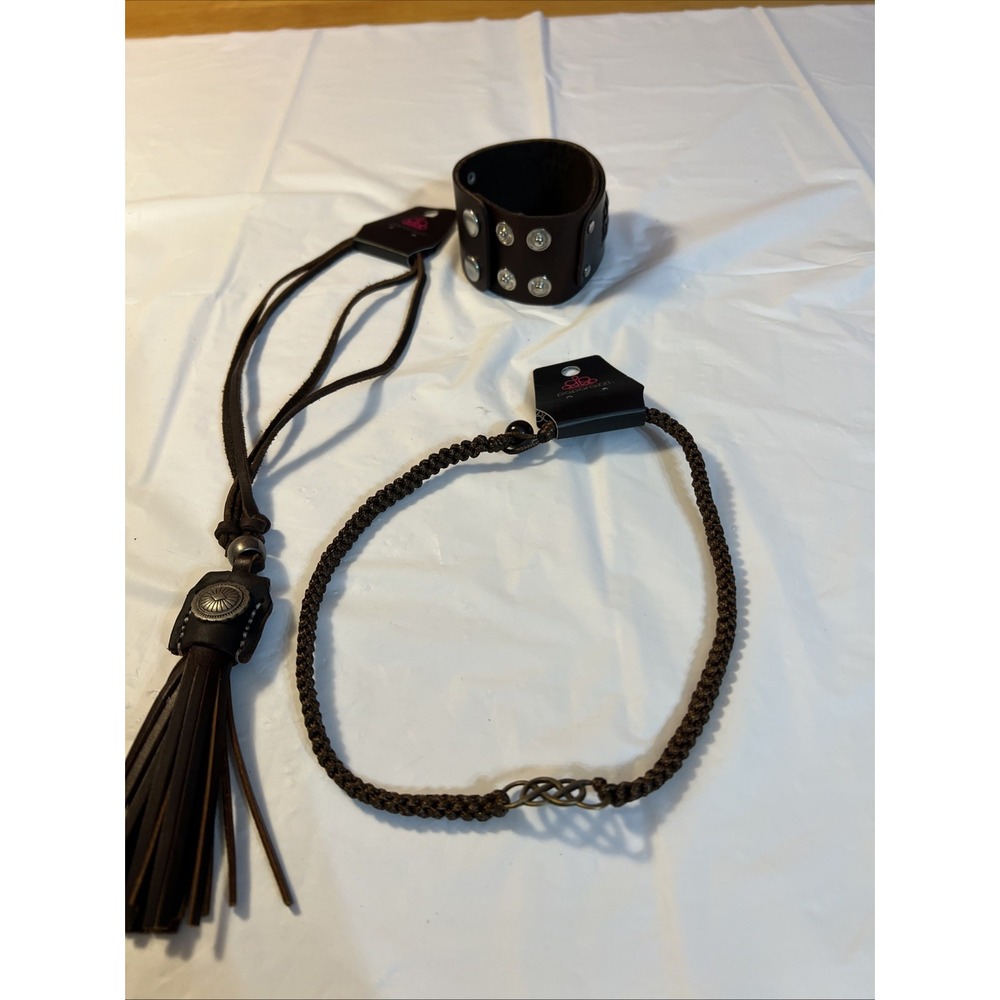 Lot Of 3 Paparazzi Leather. 2 Necklaces And A Bracelet